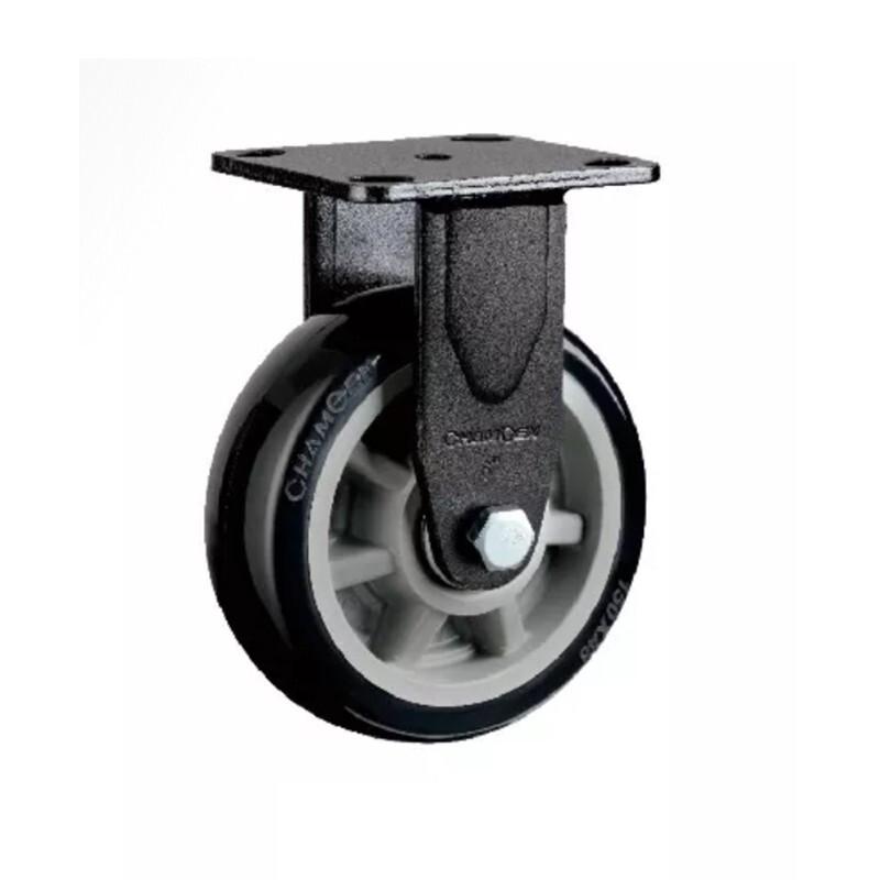 4 Sets 4 Inch Fixed Heavy Duty Caster Gray Core Black Polyurethane (PU) Caster Directional Wheel
